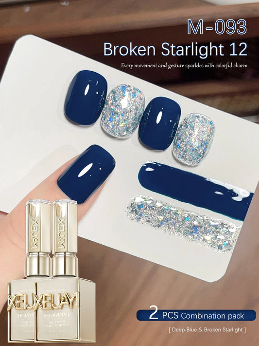 XEIJAYI 2Pcs 15ml Blue Gel Nail Polish Set Semi Permanent UV Gel Polish Kits All For Manicure Kit Soak Off UV LED Vernis Nail Tri Light Beauty