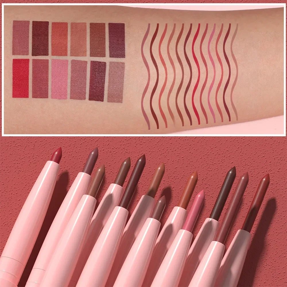 Lip Liner Pencil Long-Lasting Matte Creamy Plumping Lip Stain Waterproof Natural Nude Brown Slim Lip Liner Makeup Pi-Mart