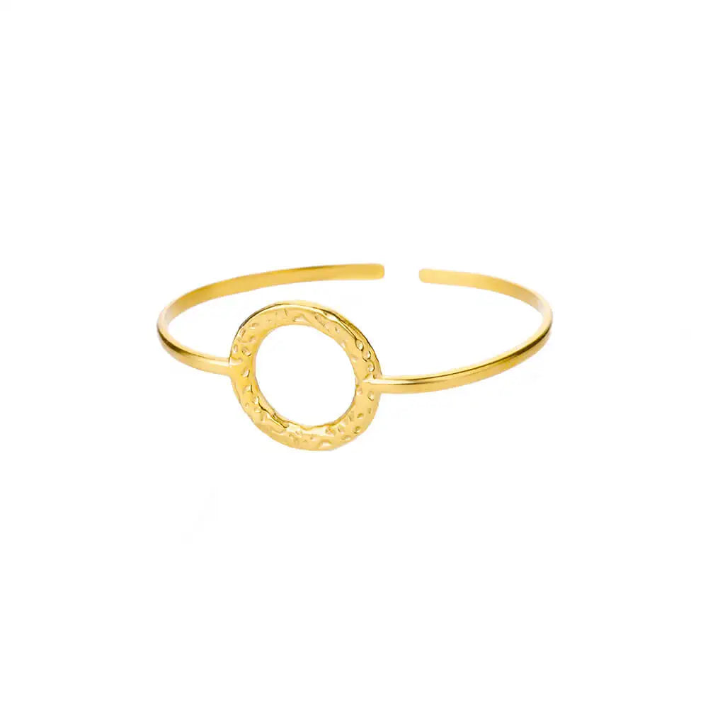 Exquisite Classic Bump Pattern Openning Bangles Bracelet For Women Cuff Bracelet Gold Color Stainless Steel Hand Ornament Gift Pi-Mart