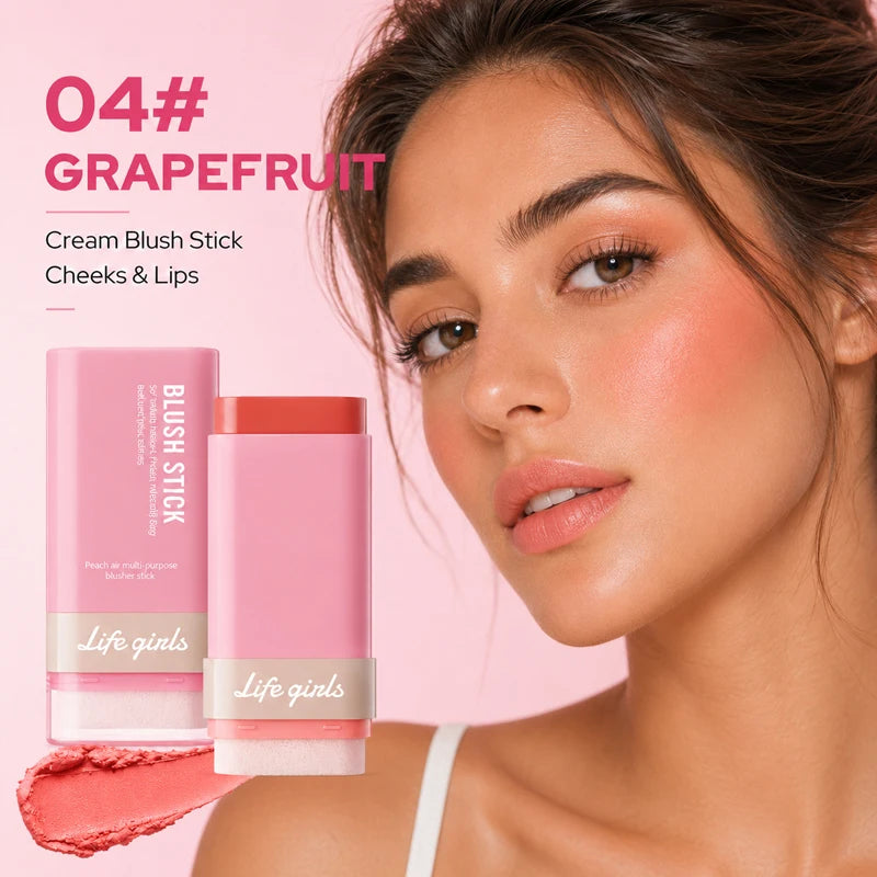 3-in-1 Cream Blush Stick Cheeks Lips Eyes, Long Lasting Waterproof Blendable Dewy Glow Makeup Stick for All Skin Tones Pi-Mart