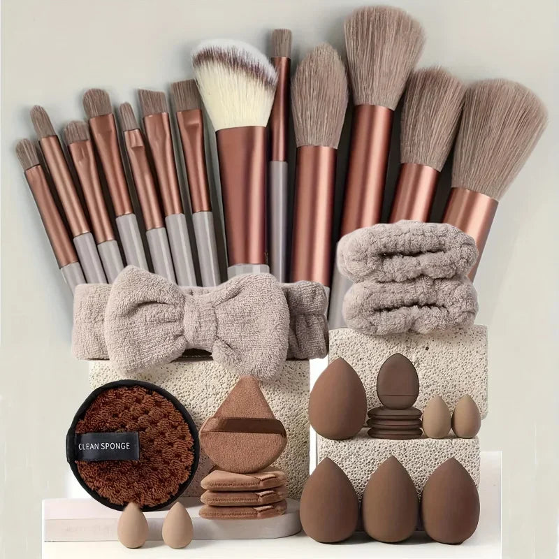 13/33pcs Professional Makeup Brush Set with Accessories for Combination Skin- Featuring Soft Brushes，Suitable for Beginners Tri Light Beauty