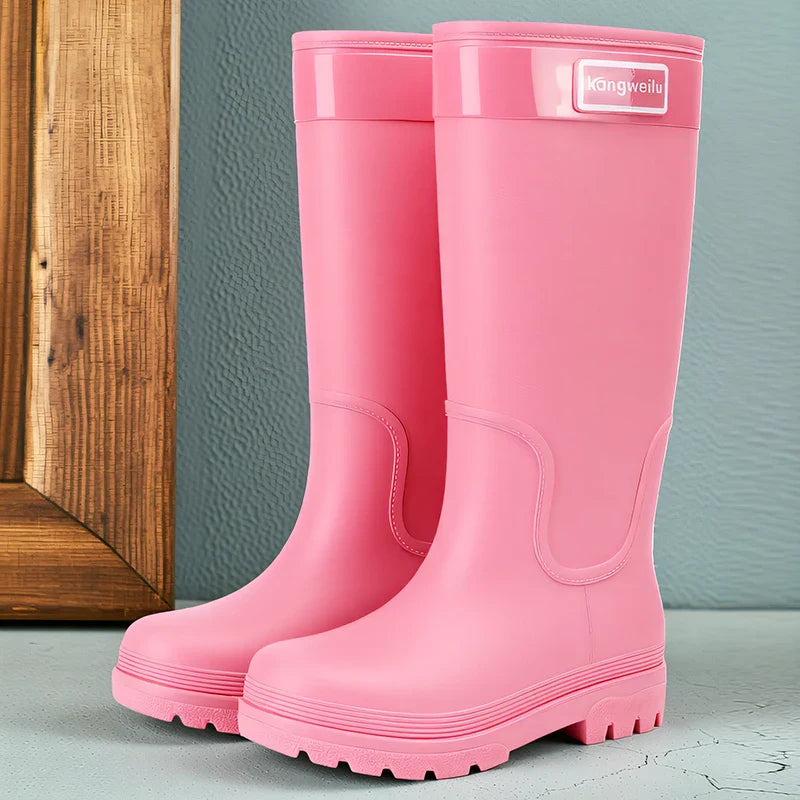 High-top rain boots, women's rain boots, lined adult outer wear, waterproof hiking boots, anti-slip shoes, durable sole LadyShow.Store
