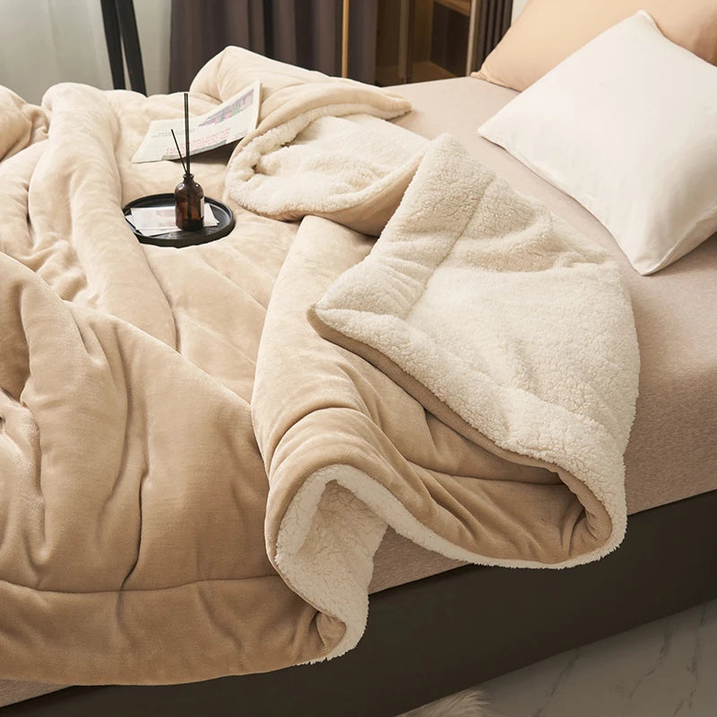 Spring Imitation Lambswool Multi-functional Blanket Queen Blankets for Bed Soft Plush Comfortable Milk Fleece Blanket for Throw Pi-Mart