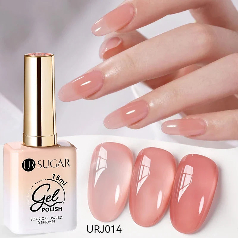 UR SUGAR 15ml Jelly Milky White Translucent Color Gel Polish Semi Permanent UV Gel Nail Art Soak Off Gel Varnish Latest Fashion Tri Light Beauty
