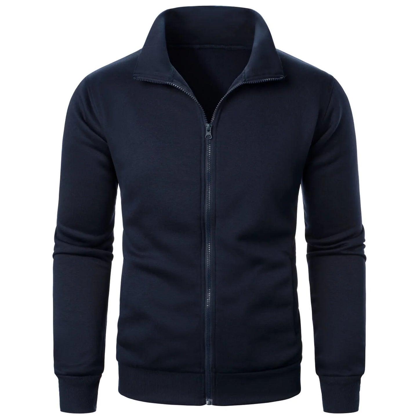 Men's casual sports zipper stand up collar jacket, men's solid color top LadyShow.Store