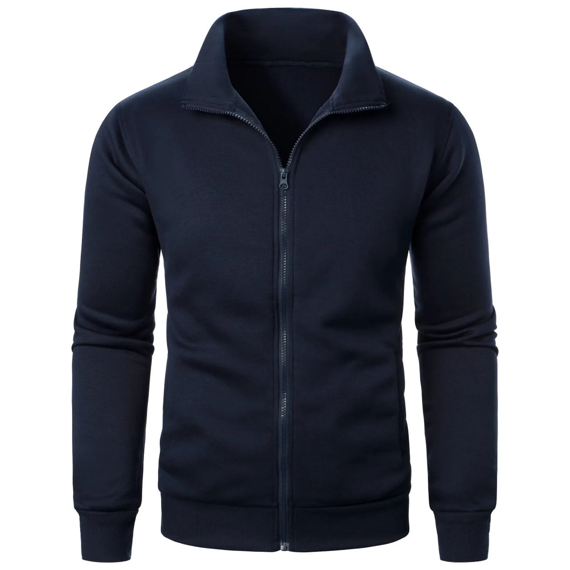 Men's casual sports zipper stand up collar jacket, men's solid color top LadyShow.Store
