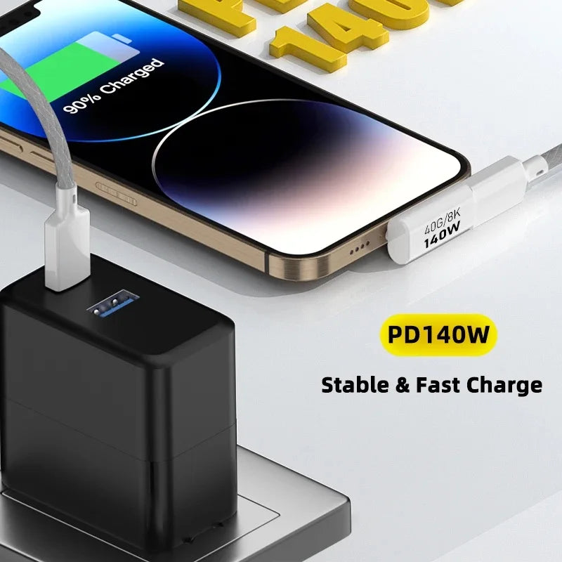 PD140W USB4.0 Type C to USB C Fast Charging Adapter Converter 40Gbps Data Sync Connector 8K@60Hz USB C OTG Adapter for MacBook Pi-Mart