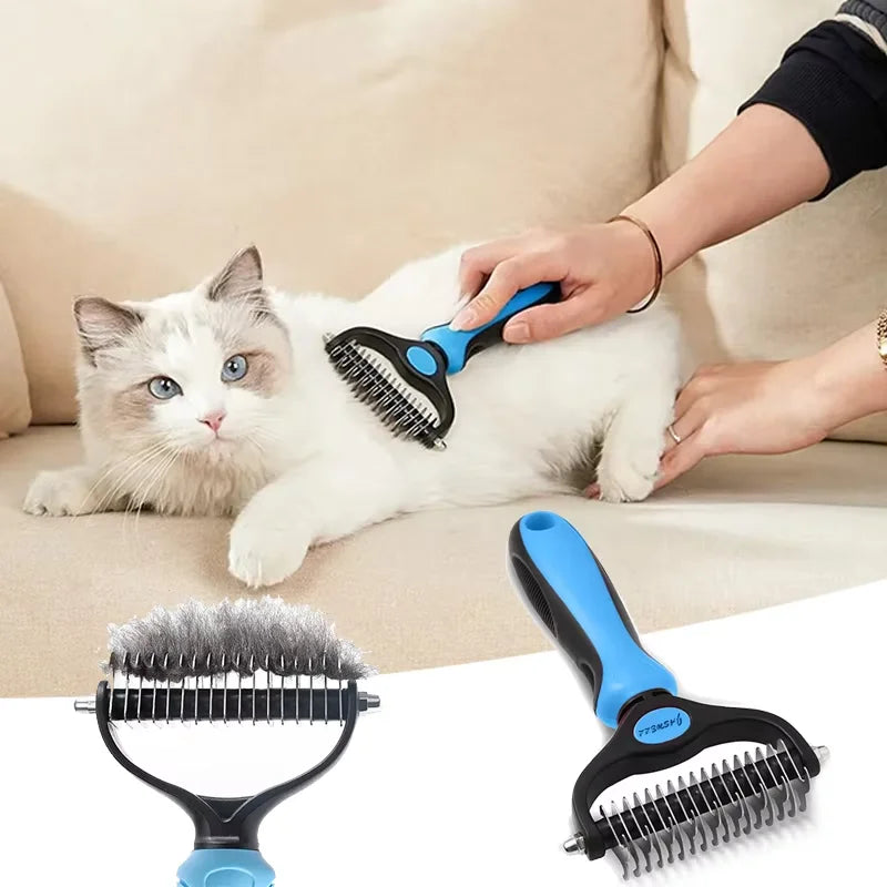 Double Sided Stainless Steel Pet Grooming Brush Dog Cat Hair Remover Comb Tangle Removal Pet Supplies Pi-Mart