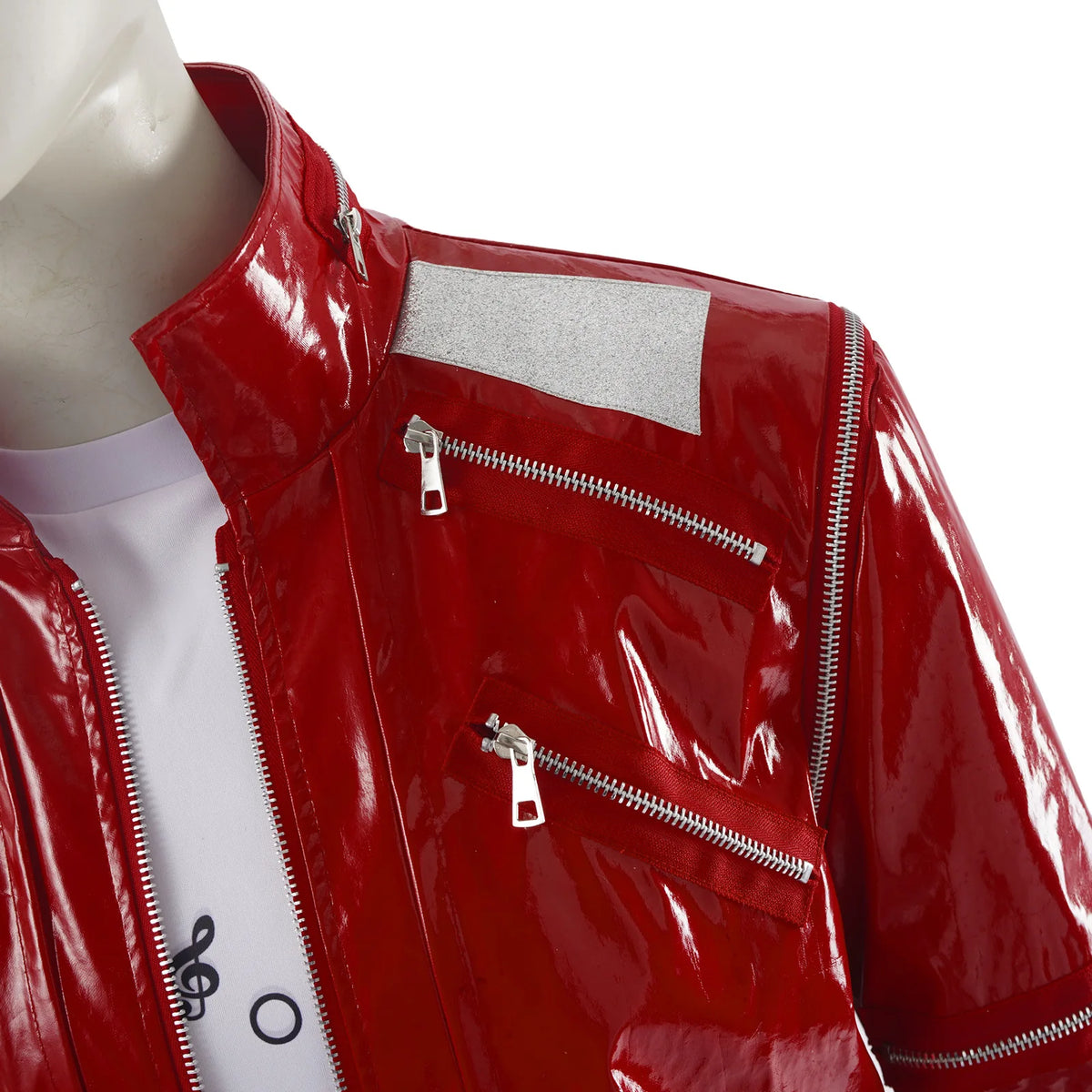 Red Zipper Michael Jackson MJ Beat It Jacket for Impersonators PU Leather Punk Casual Coat Halloween Stage Christmas Outwear Pi-Mart