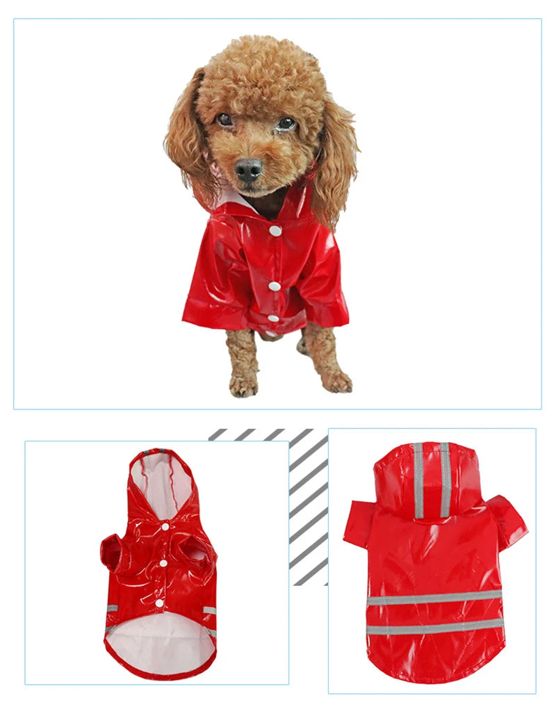 Waterproof Dog Jacket PU Dog Raincoat For Small Dogs Cats Reflective Puppy Raincape Chihuahua Yorkies Raincoat Pet Poncho Pi-Mart