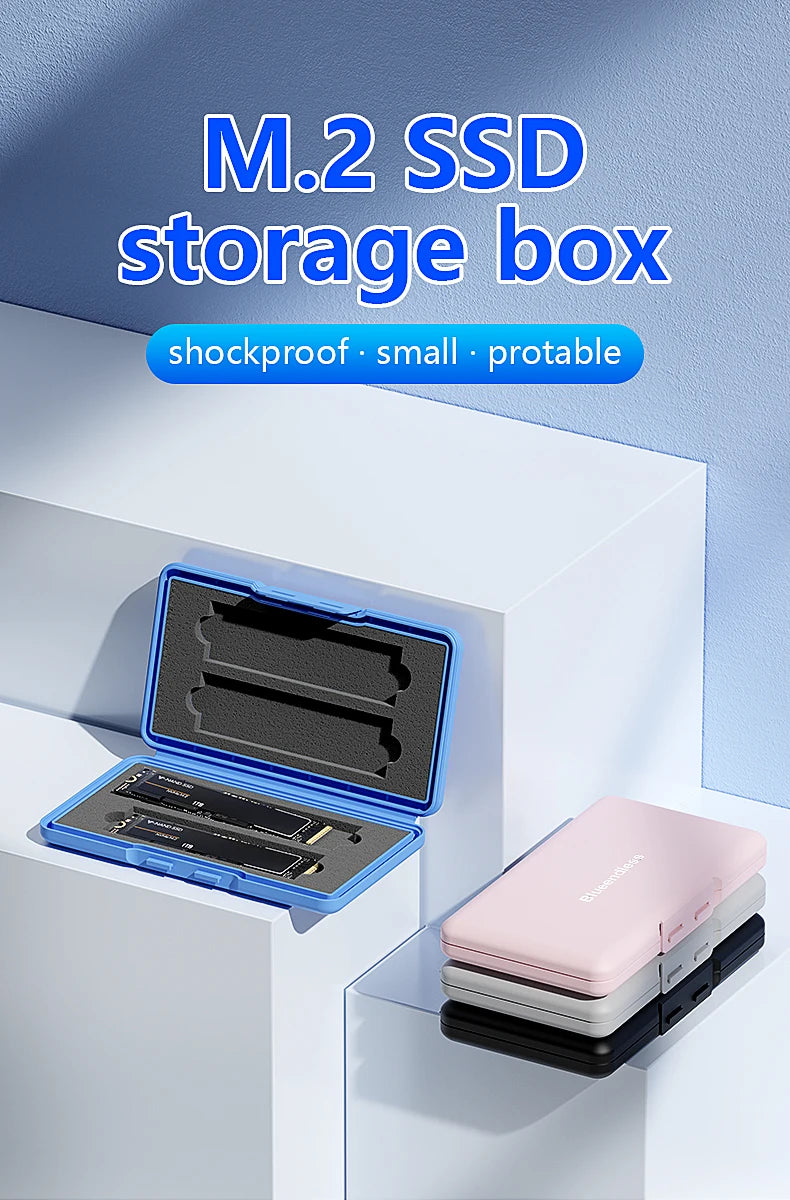 4-Slot M.2 SSD Case Storage Case 2280 SSD Enclosure Bag for SSD Case SATA NVme Hard Disk Box for SSD Shockproof Portable Box Pi-Mart