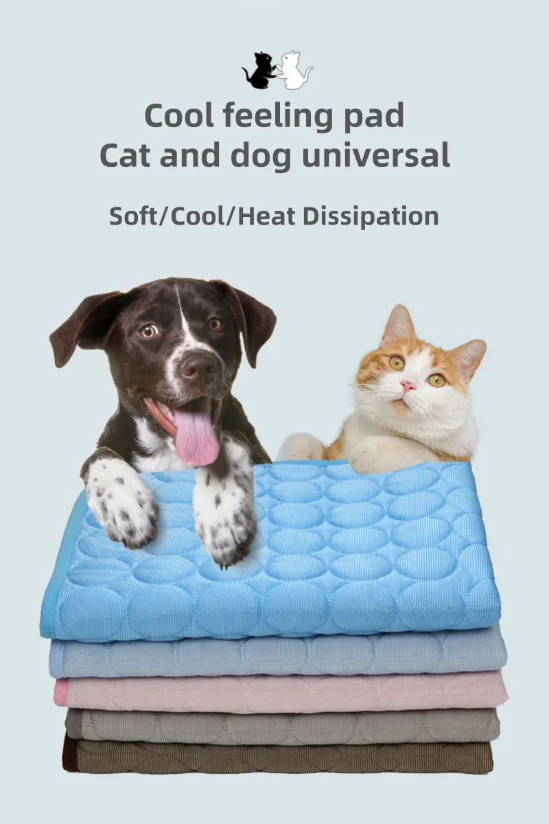 Summer Pet Ice Pad Cool Sleeping Mat Breathable Ice Silk Washable Pet Bed Durable Dog Cat Cushion Pet Supplies for Home Outdoor Pi-Mart