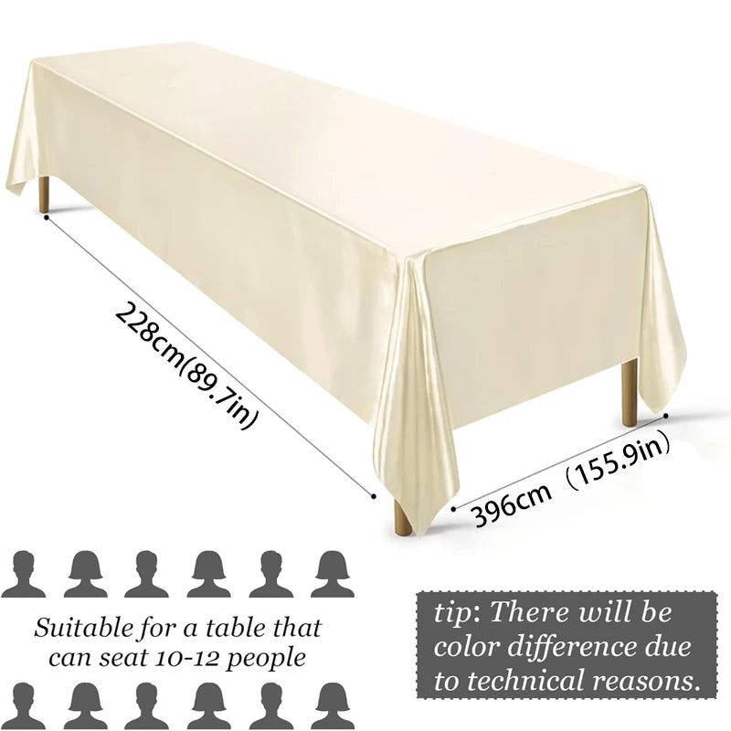 Rectangle Wedding Satin LargeTablecloth Bright Smooth Silk Table Cover Christmas Anniversary Dining Party high-end Table Decor Pi-Mart