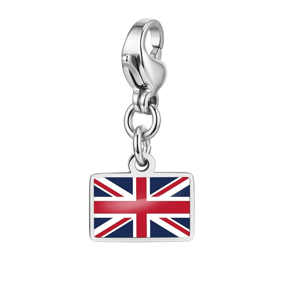 10mm Country Flag Charms Pendant Necklace Bracelet Keychain Bagchain Stainless Steel  Jewelry A Commemorative Gift For A Friend Pi-Mart