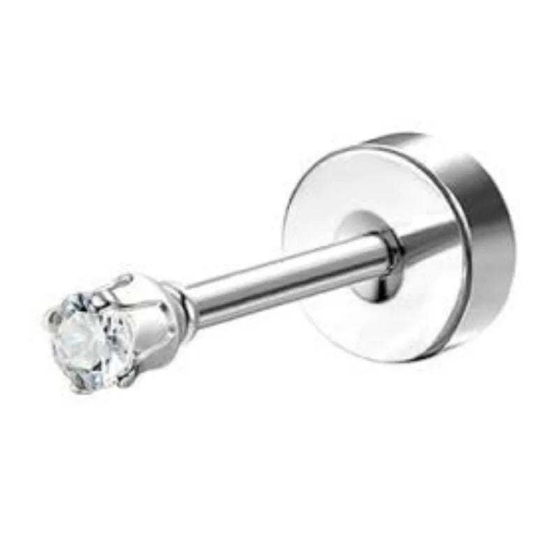 Bobisty 1pc Earrings for Sensitive Ears Surgical Stainless Steel Earrings for Women Dainty Flat Back Earring Stud Hoop Cartilage Pi-Mart