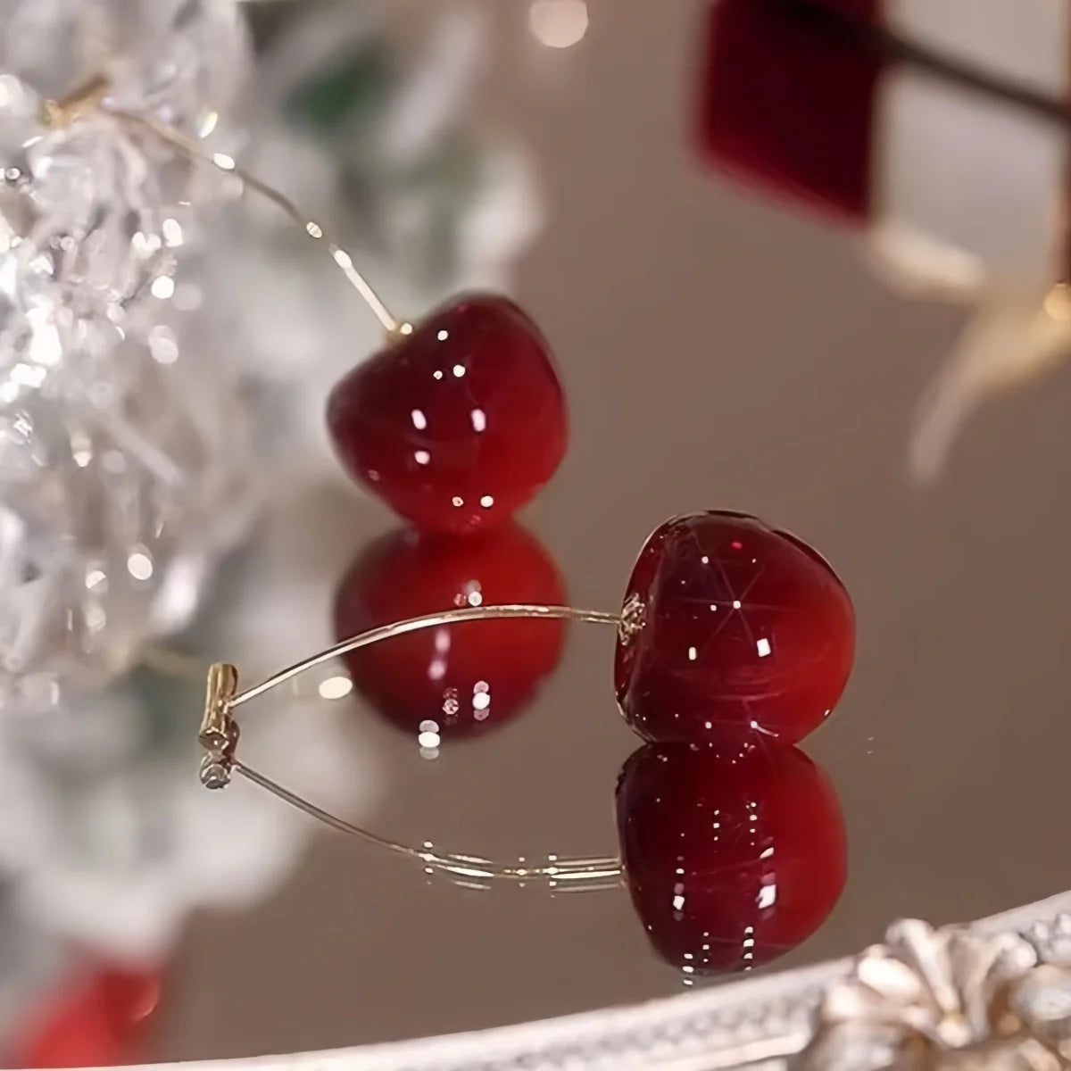 Cherry Earrings for Women Fun Fruit Drop Dangle Earrings Cute 3D Red Jewelry Unique Fruit Charm Jewelry Gifts Pi-Mart