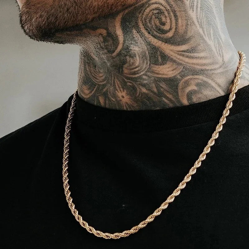 New Simple Classic Rope Chain for Men Women Necklace Casual Punk Stainless Steel Figaro Twisted Cuban Chain Necklace Jewelry Pi-Mart