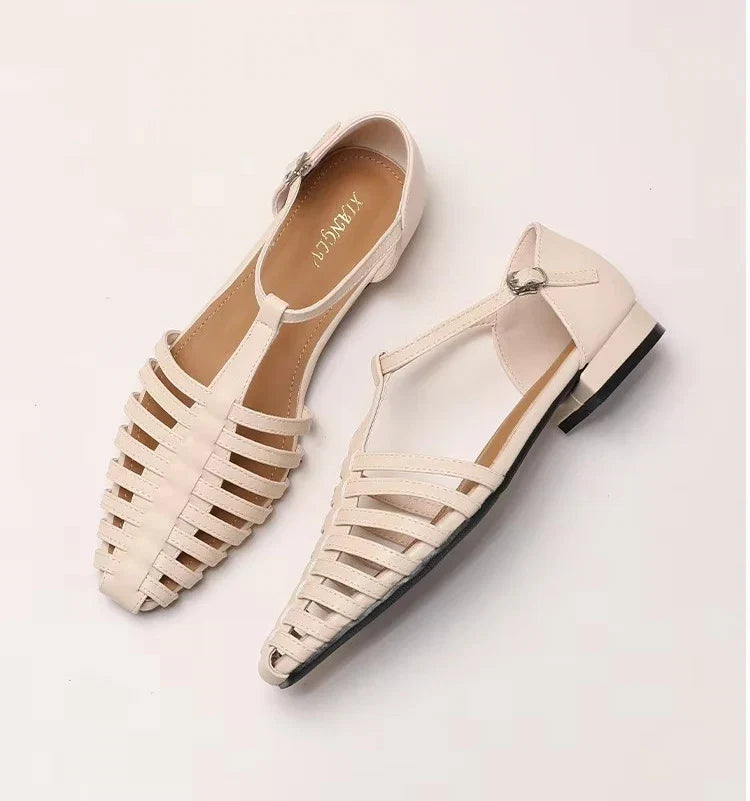 ZAROY Summer Cross Strap Flat Sandals Women Round Toe Ankle Buckle Hollow Casual Roman Sandalia Zapatos De Mujer сандали LadyShow.Store