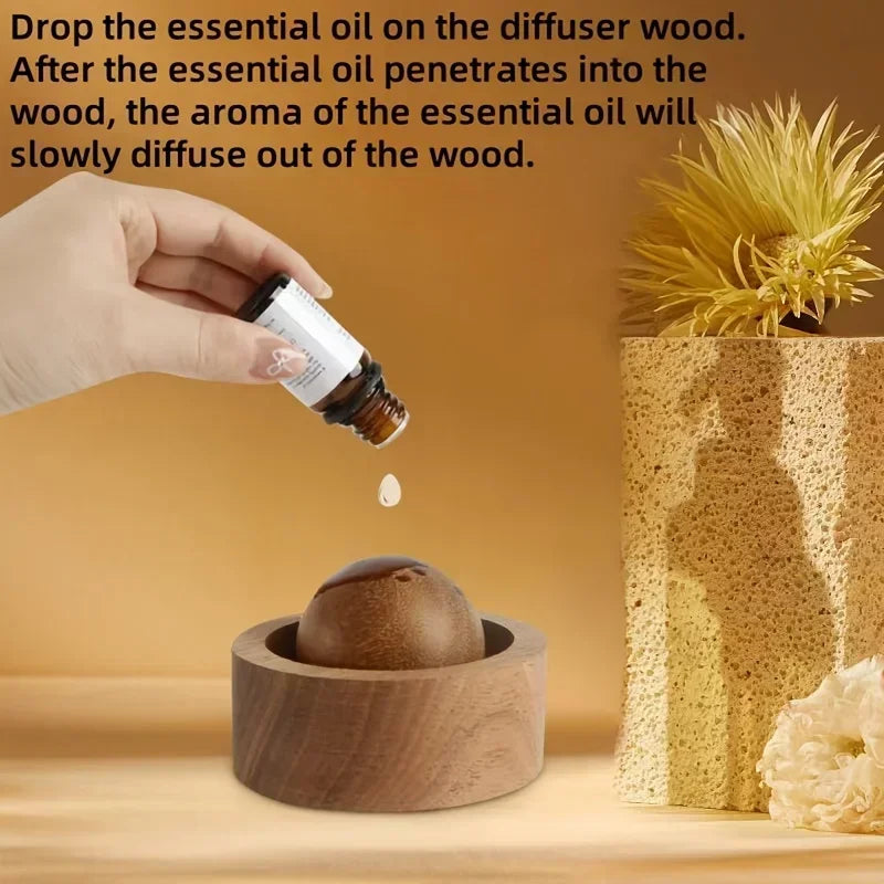 Car Wooden Essential Oil Diffusers-Spherical Design Natural Fragrance Dispersion Bedroom Decor Diffuser Car Home Room Fragrance Pi-Mart