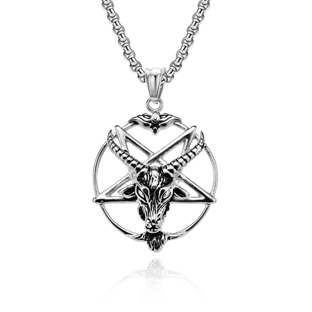 DARHSEN Men Stainless Steel Statement Pendant Necklace Baphomet Goat Satanic Satan Demon Devil Fashion Jewelry Pi-Mart