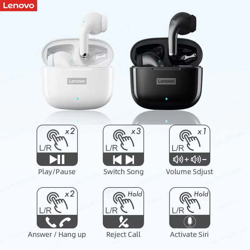 Lenovo LP40 Pro TWS Bluetooth 5.4 Wireless Headphones HiFi Stereo Earphones Gaming Sports Touch Control HD Call With Mic Earbuds Pi-Mart