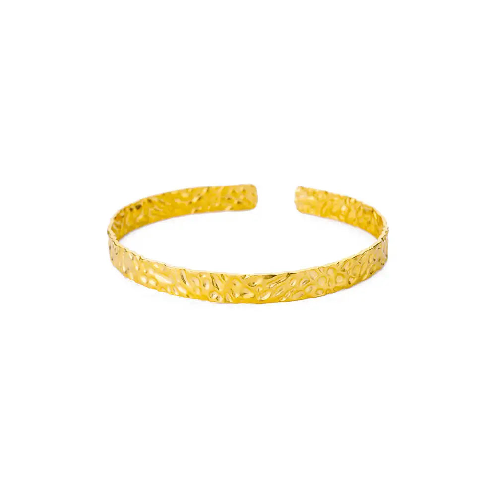 Exquisite Classic Bump Pattern Openning Bangles Bracelet For Women Cuff Bracelet Gold Color Stainless Steel Hand Ornament Gift Pi-Mart