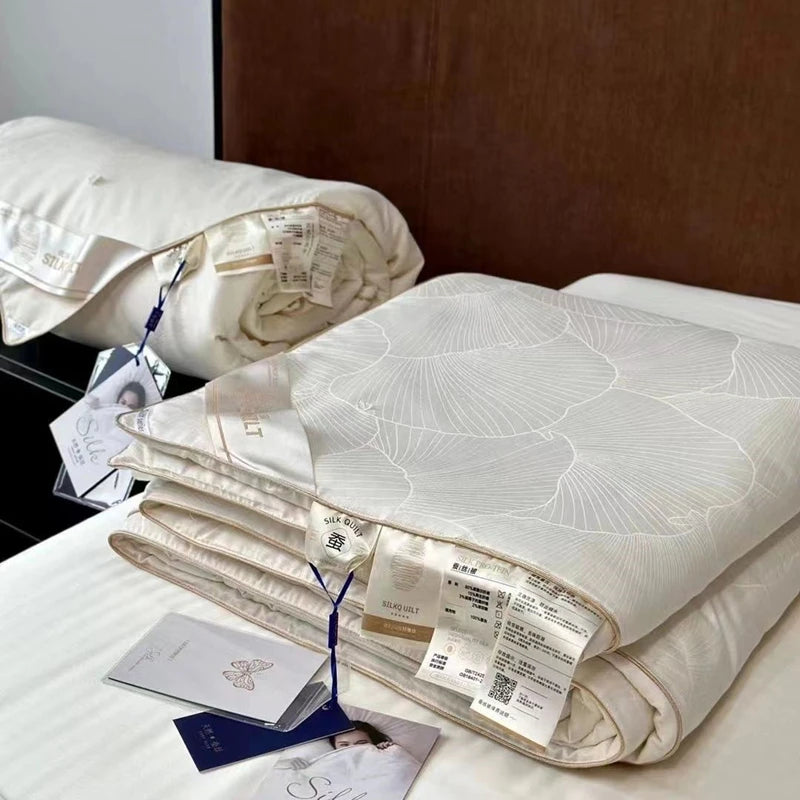 100% Natural Silk Quilt Lyocell Fiber Duvet Queen Size Summer Blanket White Luxury Jacquard Bedding Single Double Bed Comforter Pi-Mart