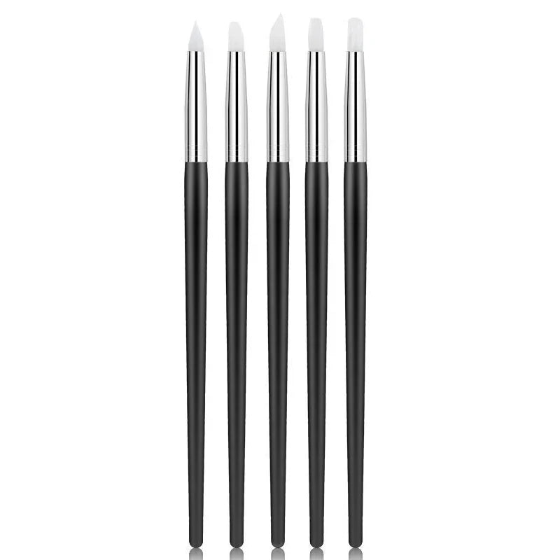 5Pcs/set Silicone Nail Brush UV Gel Polish Tip 3D Image DIY Dotting Polish Brushes Pen Professional DIY Manicure Tools Tri Light Beauty