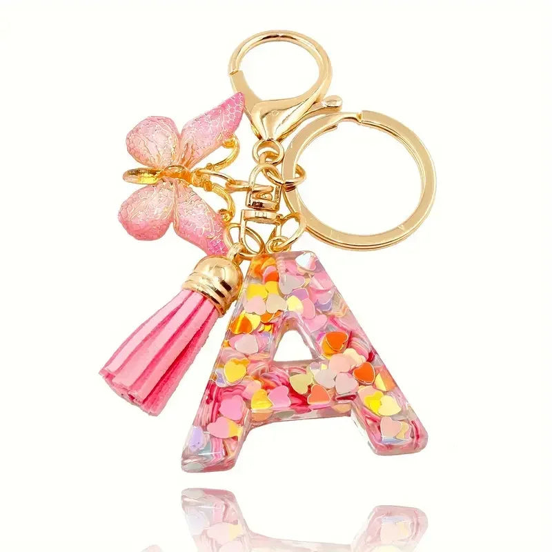 Fashion DIY A-Z Letters keychain Metal Holder Pendent Key Chain Women Car Key Ring Simple Letter Name Key Party Gift Jewelry Pi-Mart
