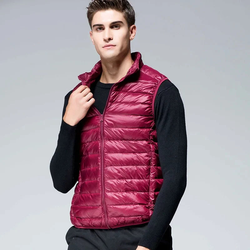 UETEEY 2026 Winter Sleeveless Puffer Vest Jacket Men Packable White Duck Down Waistcoat Lightweight Waterproof Casual Man Coat LadyShow.Store