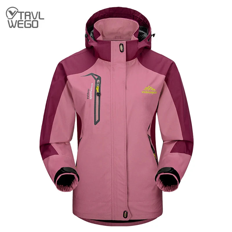 TRVLWEGO Women's Waterproof Hiking Jacket Windproof Windbreaker Camping Hunting Climbing Trekking Fishing Coat Outdoor Clothing Pi-Mart