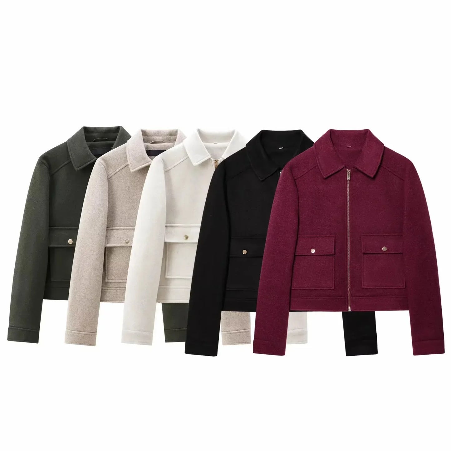 Women's Zipper Jacket Coat New Winter Long Sleeve Pocket Outerwear Coat Short Street Elegant Women's Jacket LadyShow.Store