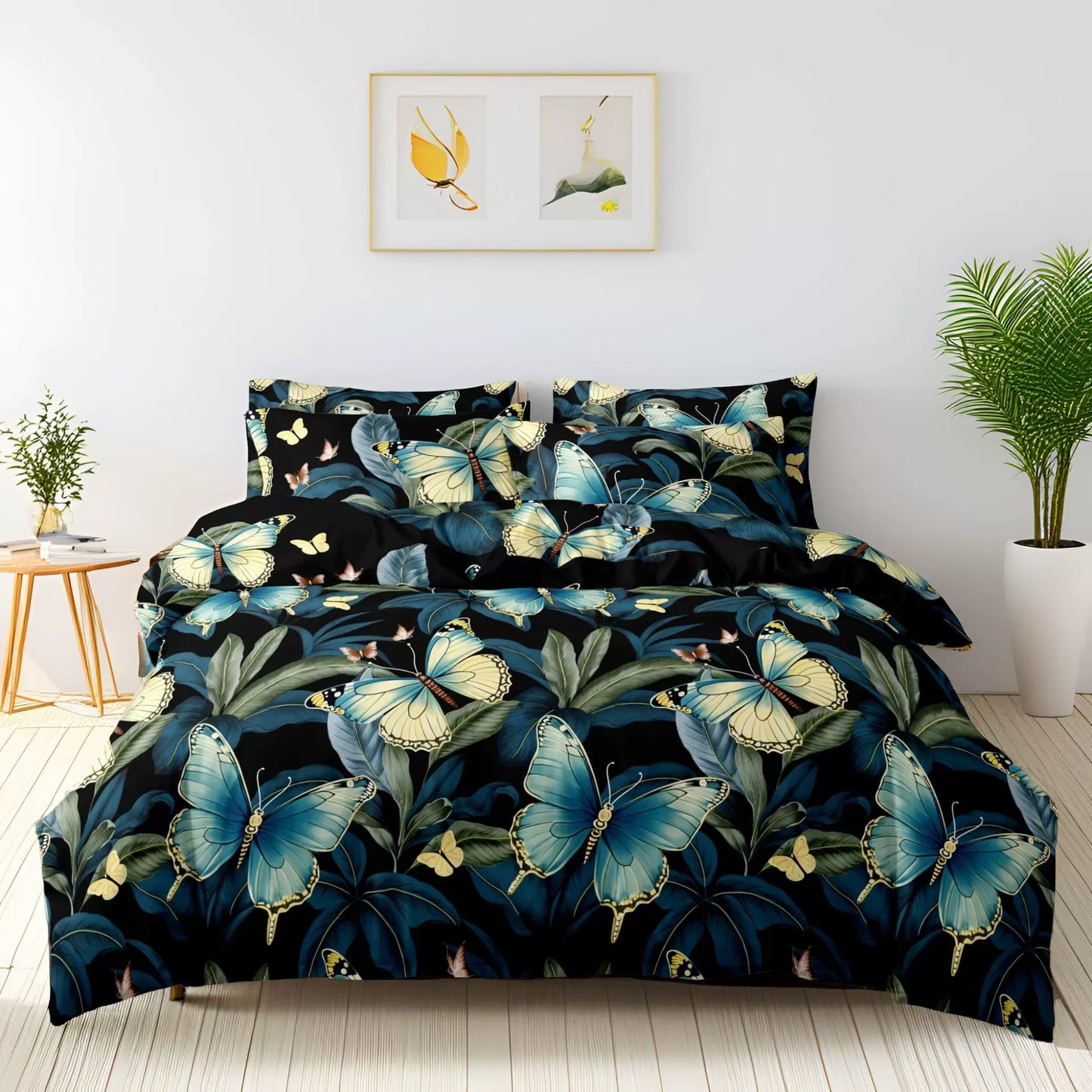 3pcs Printed Brushed Duvet Cover Pillowcase Three Piece Set High Quality Skin Friendly Fabric Bedding Cover (without Bed Sheet) Pi-Mart