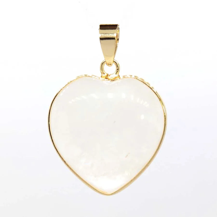 Charms Natural Healing Crystal Heart Stone Pendants For Women Necklace DIY Amethyst Rose Quartz Fluorite Aquamarine Men Jewelry Pi-Mart