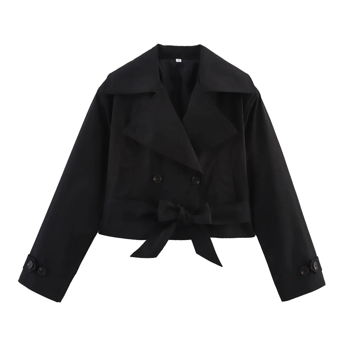 SLTNX 2026 New Women's British Wind Trench Coat Style Double-breasted Long Sleeve Belt Lapel Jacket Short Coat LadyShow.Store