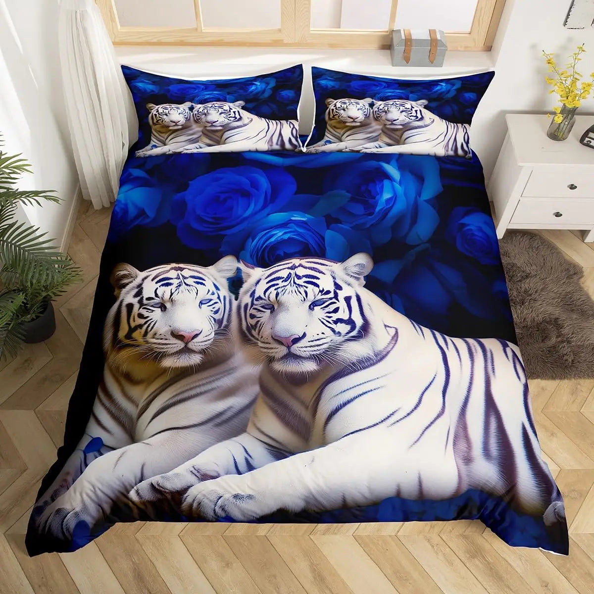 Tiger Duvet Cover Twin Queen African Animal Bedding Set Wild Safari Animal Comforter Cover for Child Teen Adult Bedroom Decor Pi-Mart