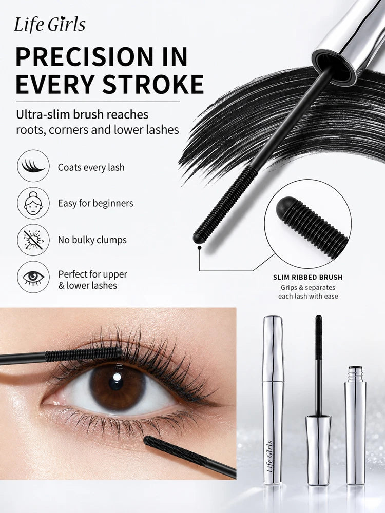 Life girls Waterproof Eyelash Primer Mascara, Lengthening Curling Lash Base, Smudge-Proof Long Lasting Black Brown Eye Makeup Pi-Mart