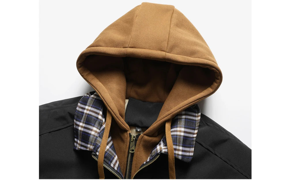 Autumn Winter Men's Warm Windbreaker Jacket Outdoor Man Thick Windbreaker Hiking Hooded Coats Men Thermal Sports Zipper Parkas J Pi-Mart