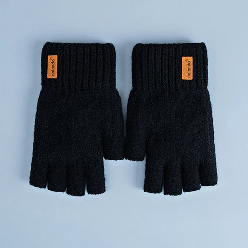 Fashion Winter Autumn Knitted gloves Warm Plush Fingerless gloves for men & Women outdoor sport touchscreen gloves Pi-Mart