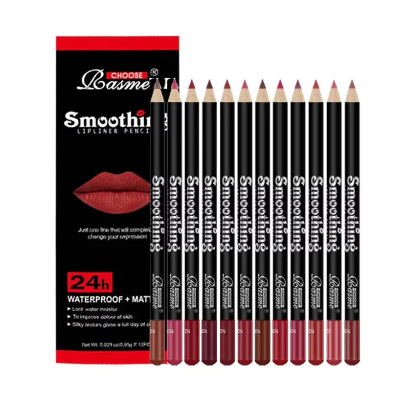 12 pcs Long-Lasting Lipstick Set with Professional Lip Liner Pencil and Matte Lip Gloss for Women Valentine's Day Gifts LadyShow.Store