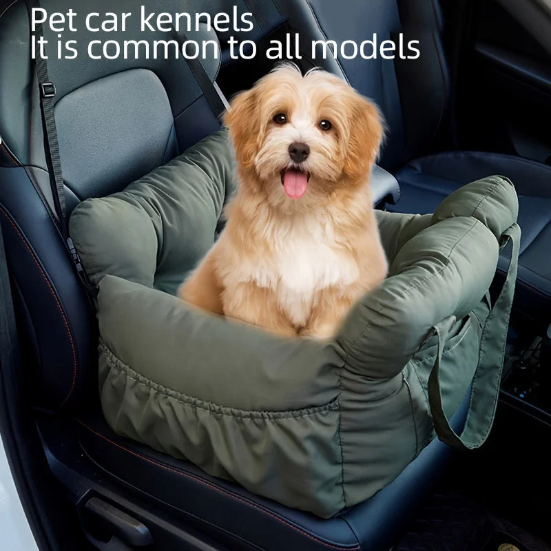 Dog Car Seat with Safety Belt - Non-Slip Pet Car Bed for Small Dogs, Washable Travel Carrier with Secure Straps for Safe Car Pi-Mart