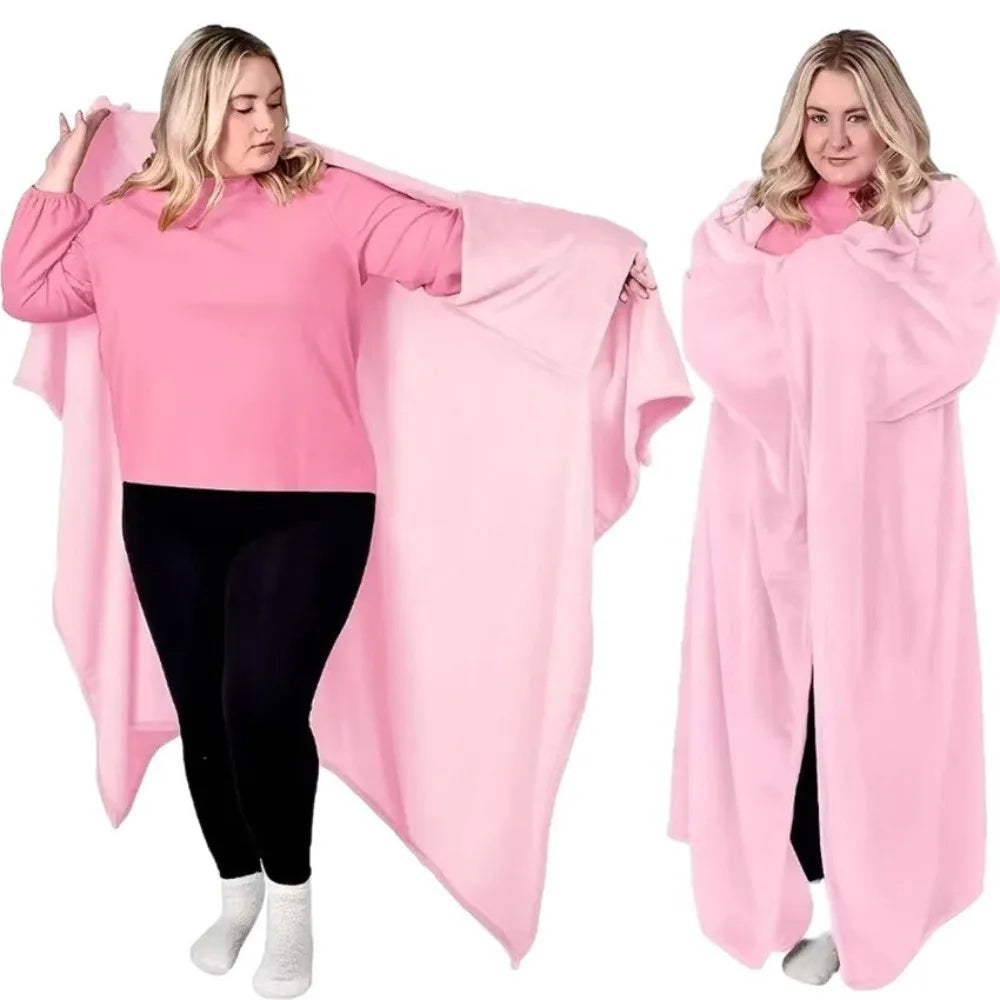 Cozy Flannel Winter Wearable Blanket Warm Sofa Throw Blanket Soft Thickened Leisure Blanket Winter Pi-Mart
