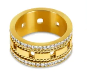 Stainless Steel Ring for Women Inlaid Zircon Rings Waterproof Romantic Fashion Jewelry Pi-Mart