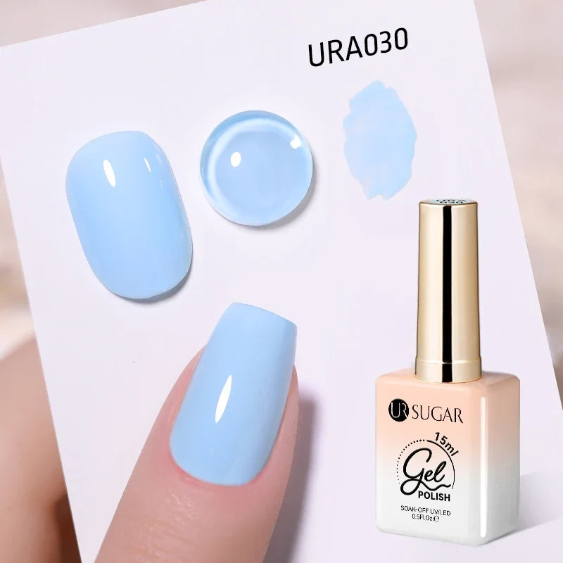 UR SUGAR 15ml Jelly Milky White Translucent Color Gel Polish Semi Permanent UV Gel Nail Art Soak Off Gel Varnish Latest Fashion Tri Light Beauty