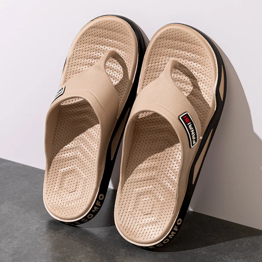 Fashion Men's Slippers Summer Outdoor Flip Flops Non-slip Indoor Bathroom Couple Leisure Beach Shoes Sandals Pi-Mart
