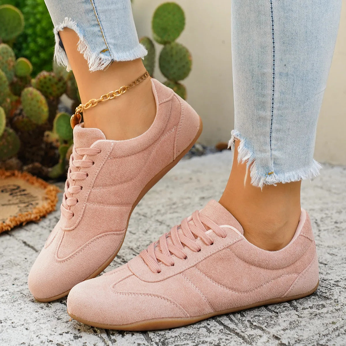 Women's Casual Flat-soled Non-slip Wear-resistant Sport Shoes Spring Autumn Round-toe Soft and Comfortable Women Single Shoes Pi-Mart