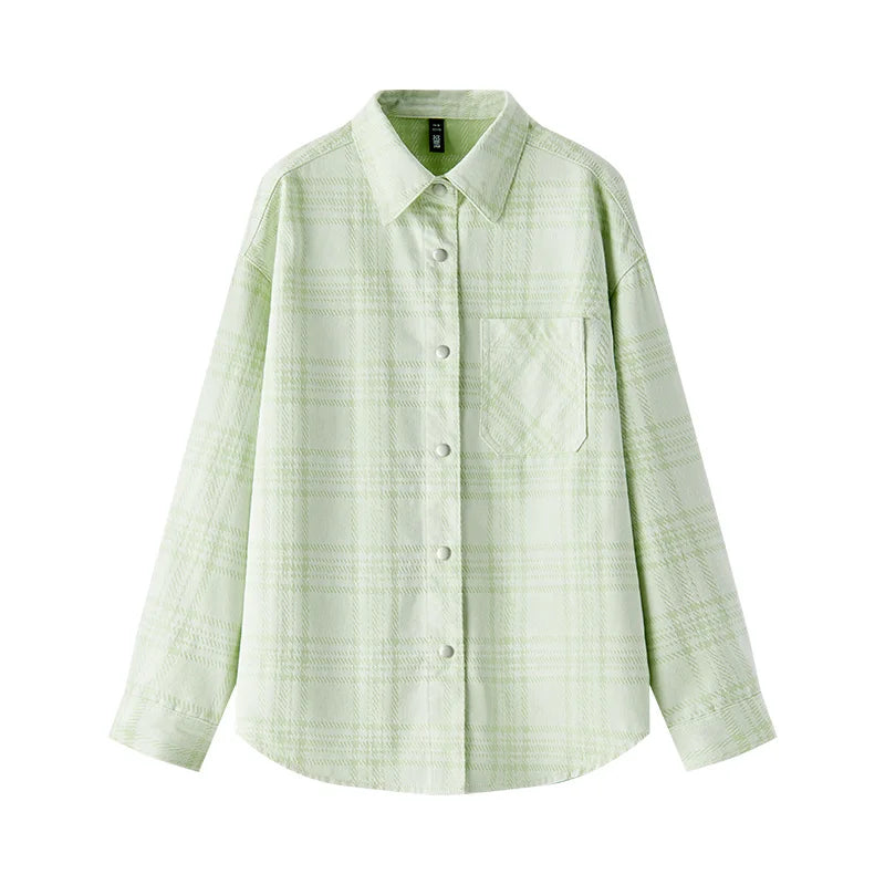 Semir Denim Shirt Women Oversize Spring 2025 New Spring Checkered Blouse Plaid Jacket LadyShow.Store