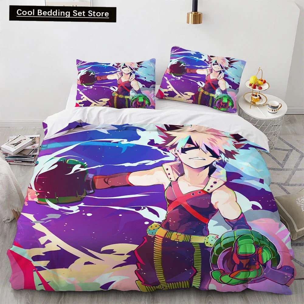 New Anime My Hero Academy Bedding Set Anime Characters Duvet Cover 3D Cartoon Polyester Quilt Cover Queen King Size Kids Boys Pi-Mart