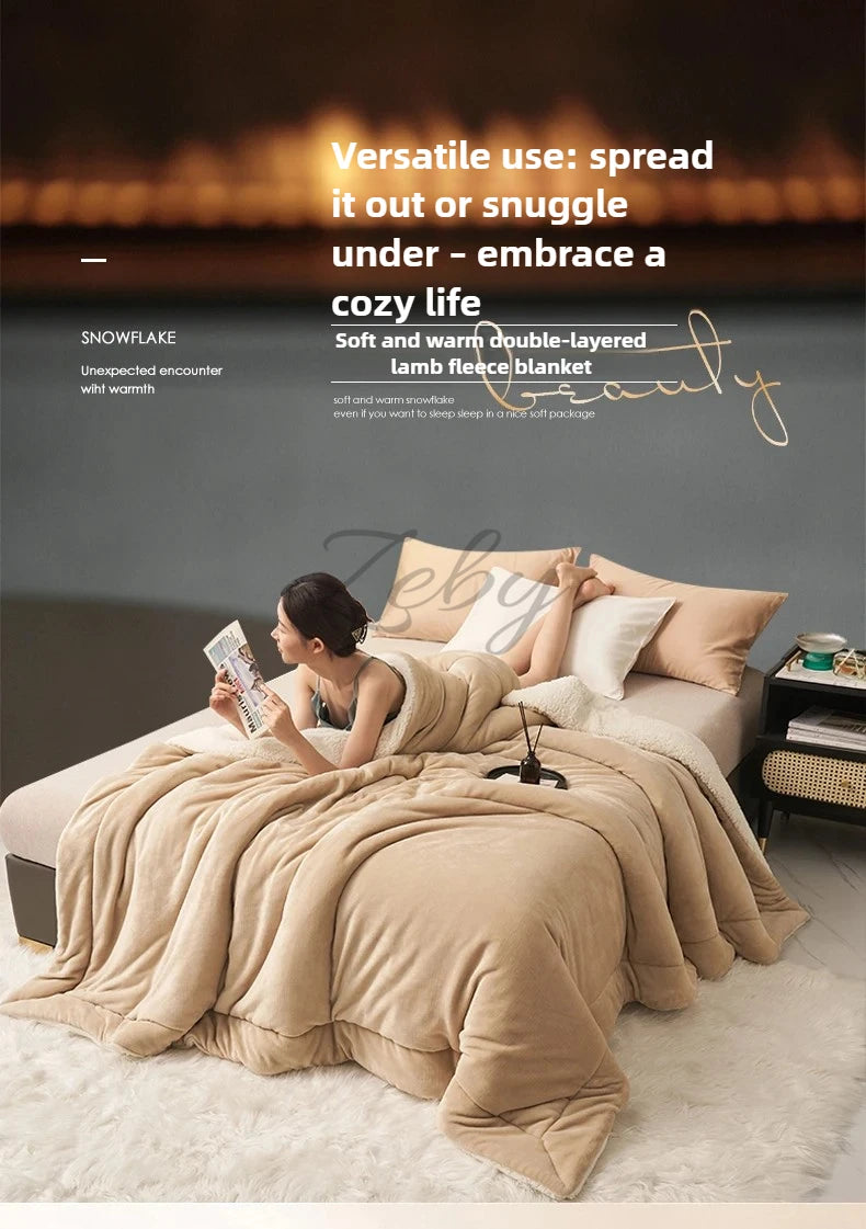 Spring Imitation Lambswool Multi-functional Blanket Queen Blankets for Bed Soft Plush Comfortable Milk Fleece Blanket for Throw Pi-Mart