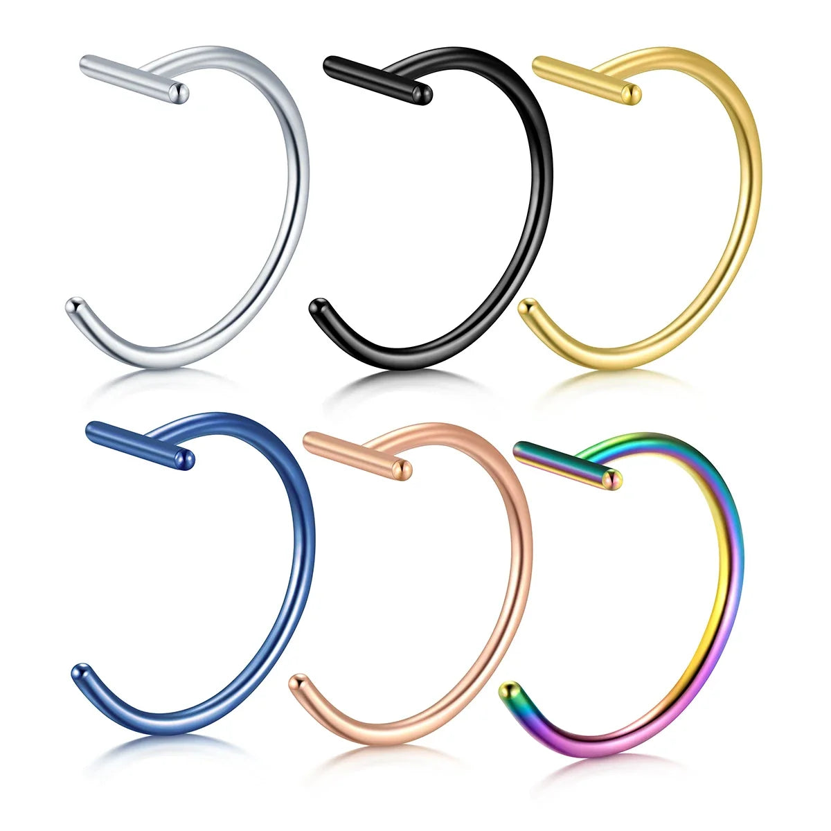 1PCS Fake Piercing Lip Rings Nose Nostril Ring Septum Clip On Mouth Ring Fake Piercing Body Clip Hoop Pi-Mart